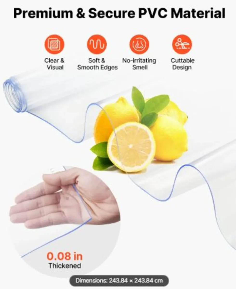 Clear PVC Strip Curtain, 2.4m Height x 2.4m Width - Image 2