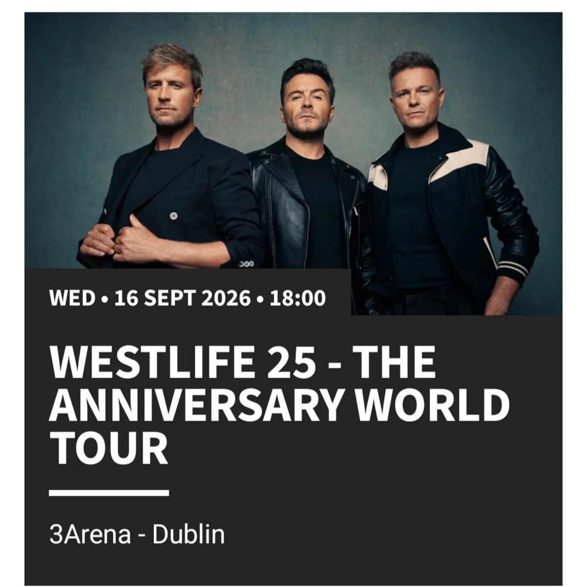 Westlife Tickets Sept 16 Seated x 4 - Image 1