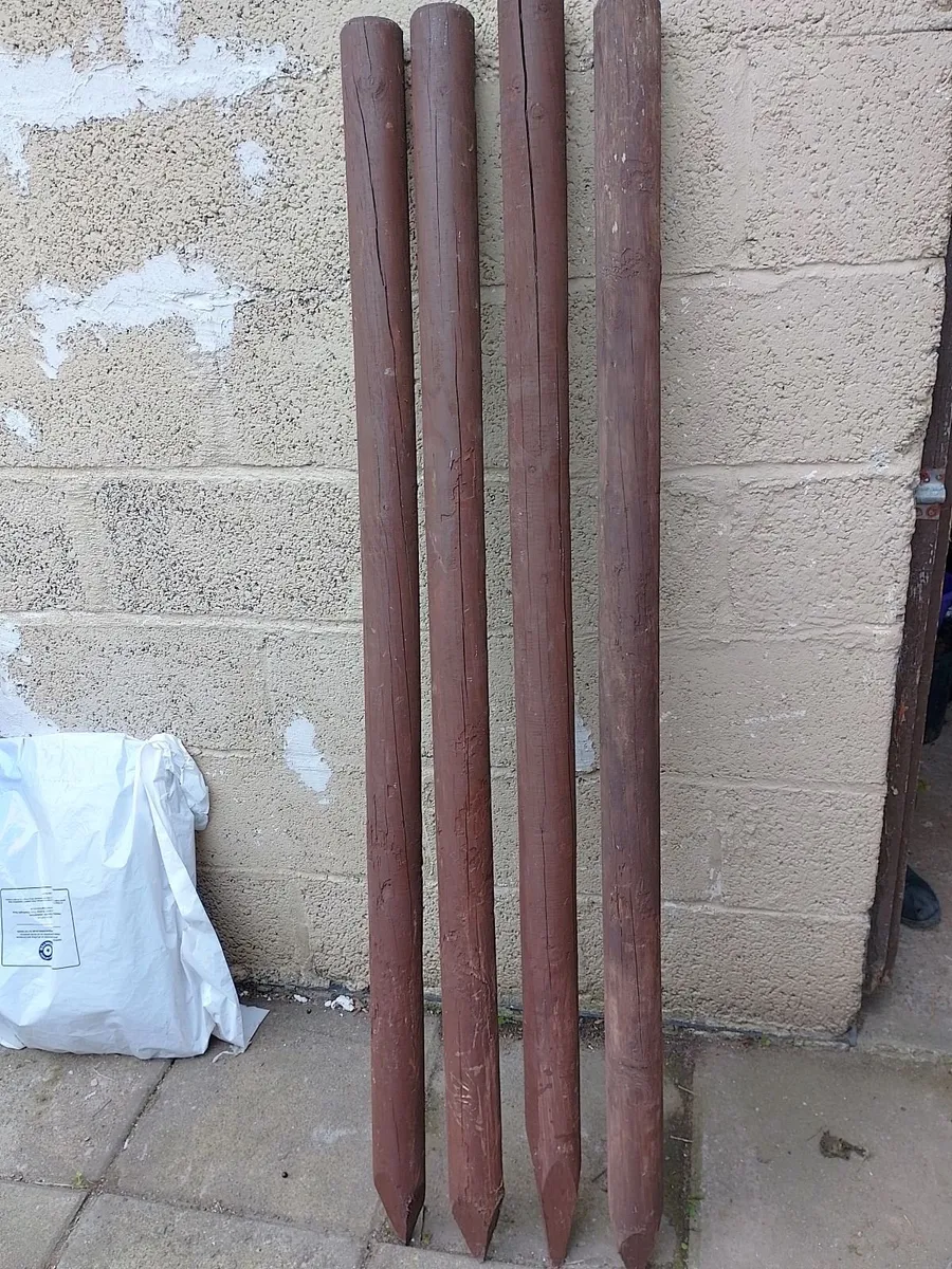 4 TIMBER FENCE POLES. - Image 1