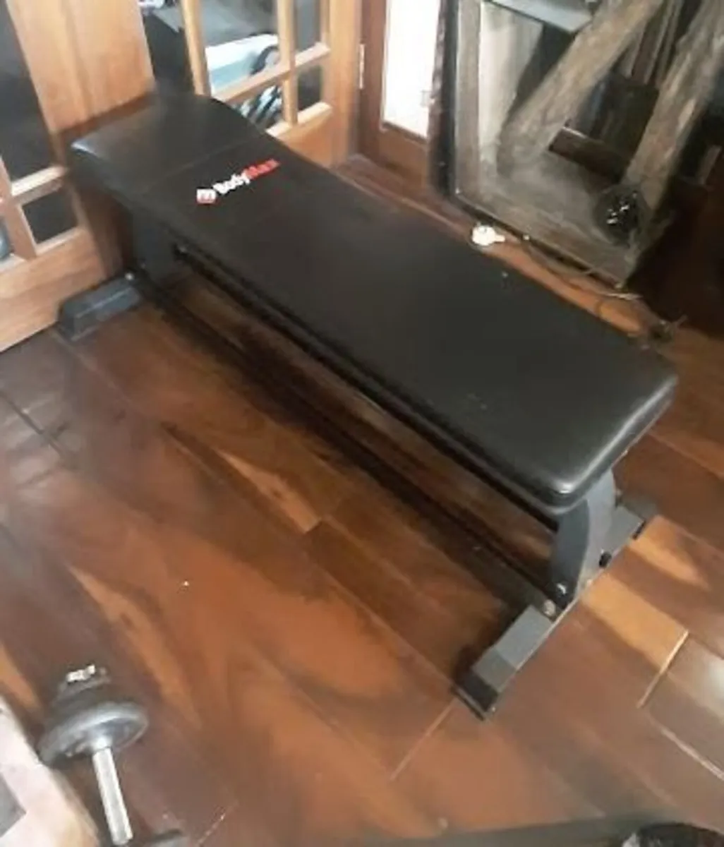 York Weight Bench + 118kg Weight Plates, Bars etc - Image 1