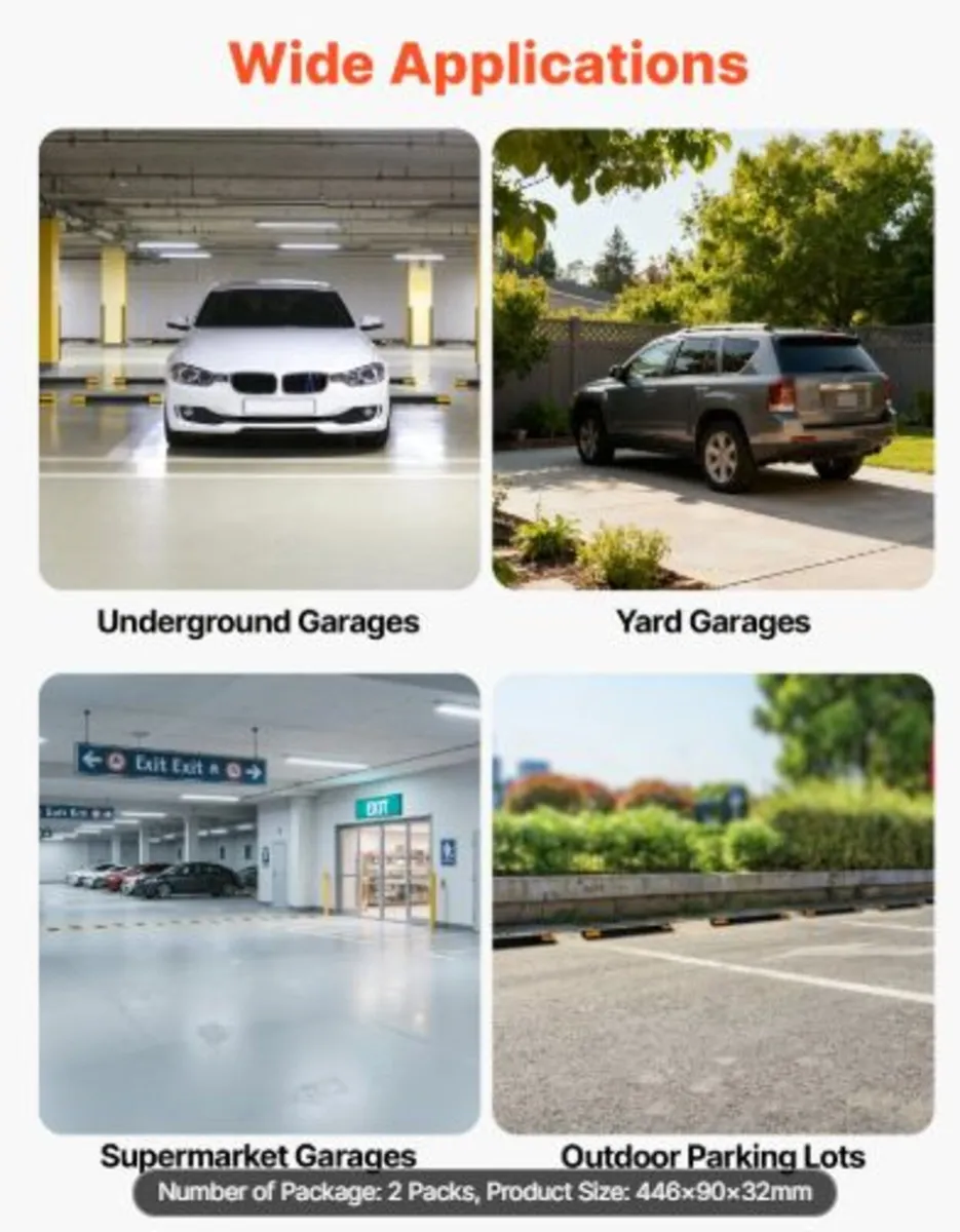 Parking Stopper, 446 mm 2 Pcs Heavy Duty Parking - Image 4