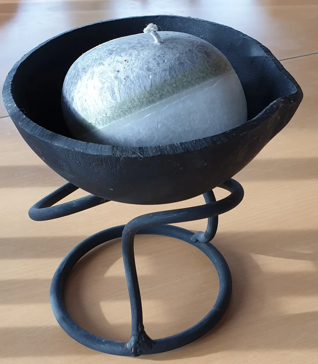 Irish Handmade Wrought Iron Candle Holder & Candle - Image 1