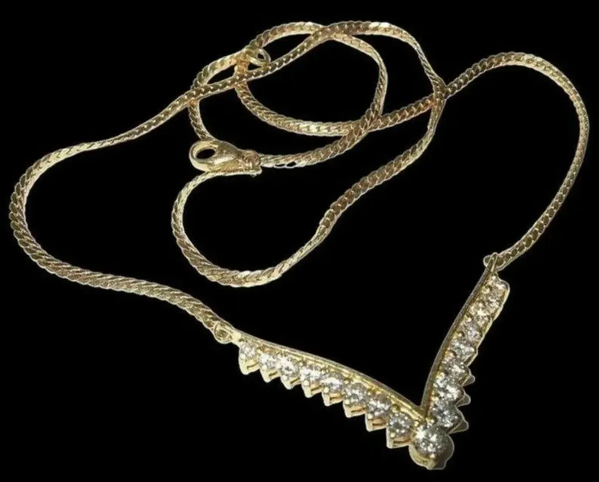 Vintage 18ct Yellow Gold Diamond Necklace - Image 2