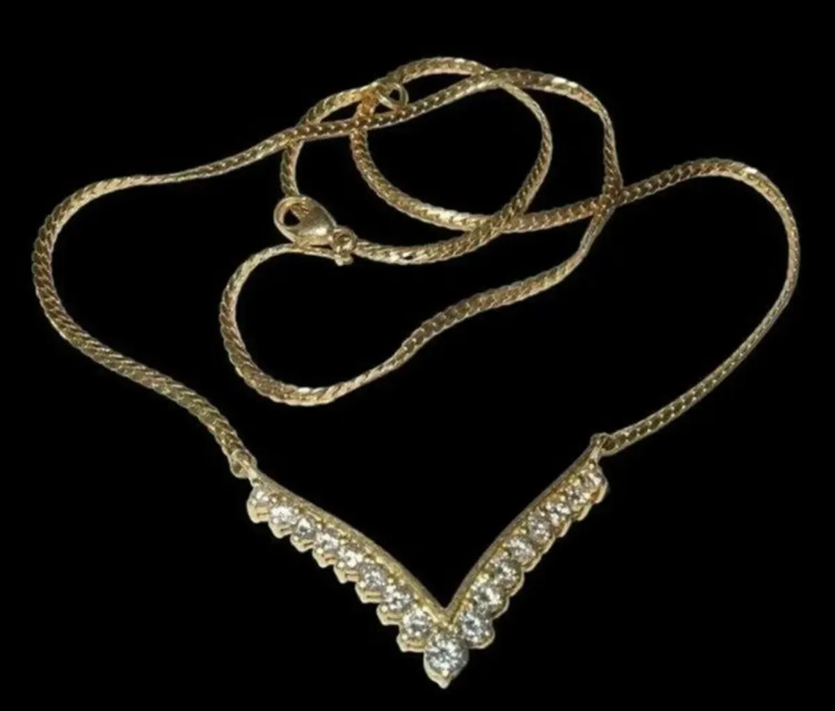 Vintage 18ct Yellow Gold Diamond Necklace - Image 4