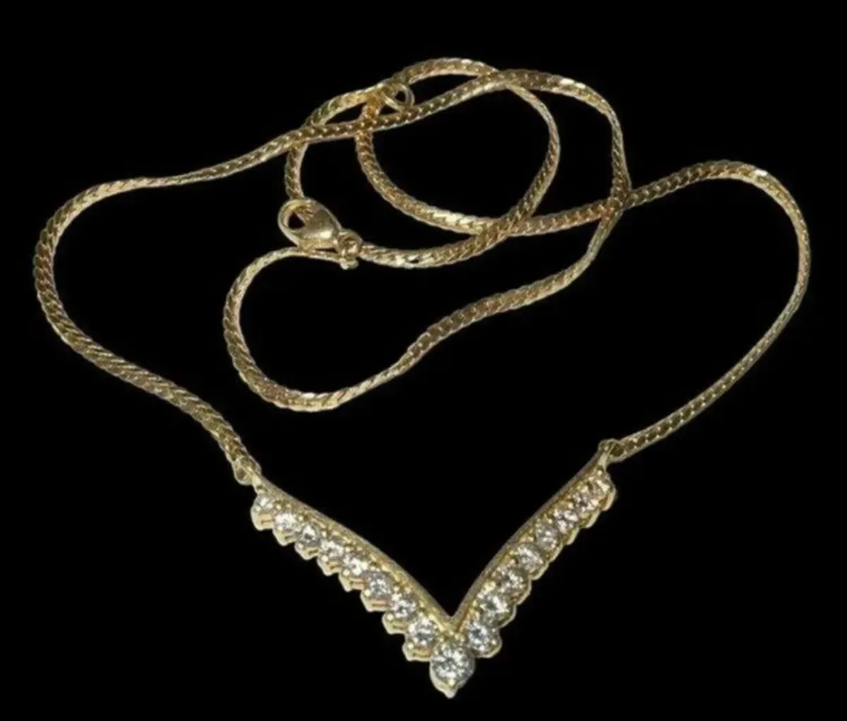 Vintage 18ct Yellow Gold Diamond Necklace - Image 1