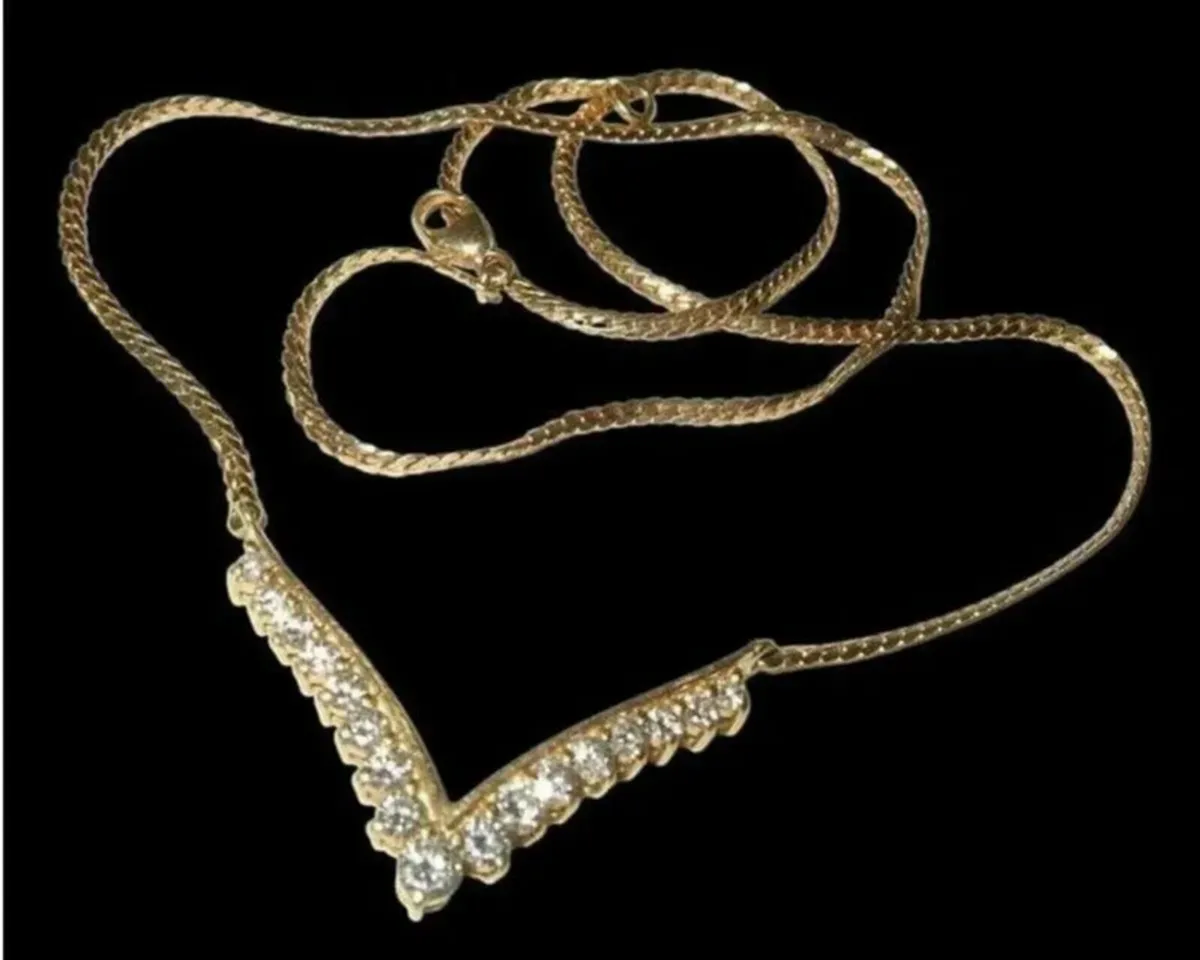 Vintage 18ct Yellow Gold Diamond Necklace - Image 3