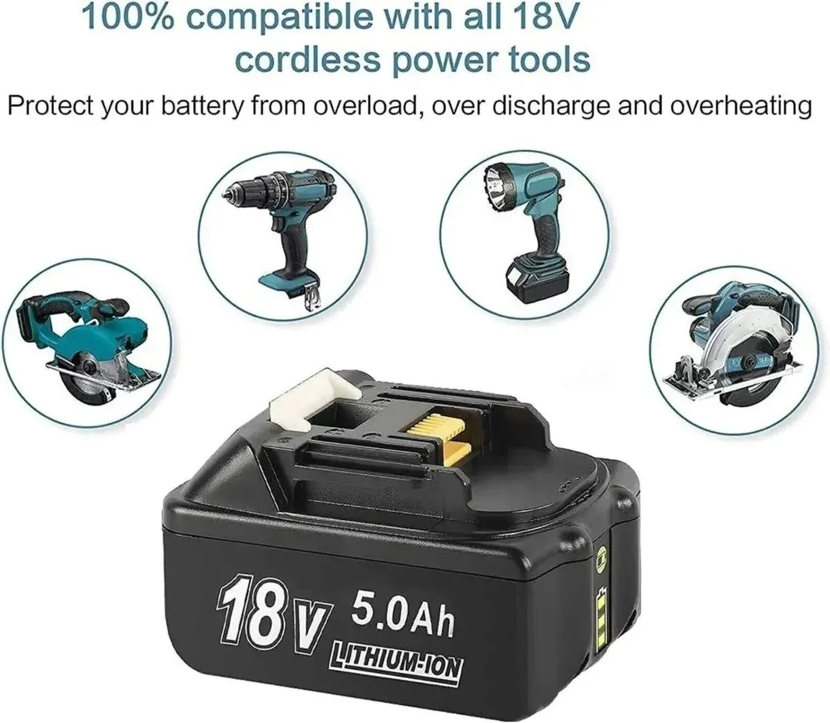 Power Tool Battery 18V 5.0Ah Li Ion Replacement - Image 1