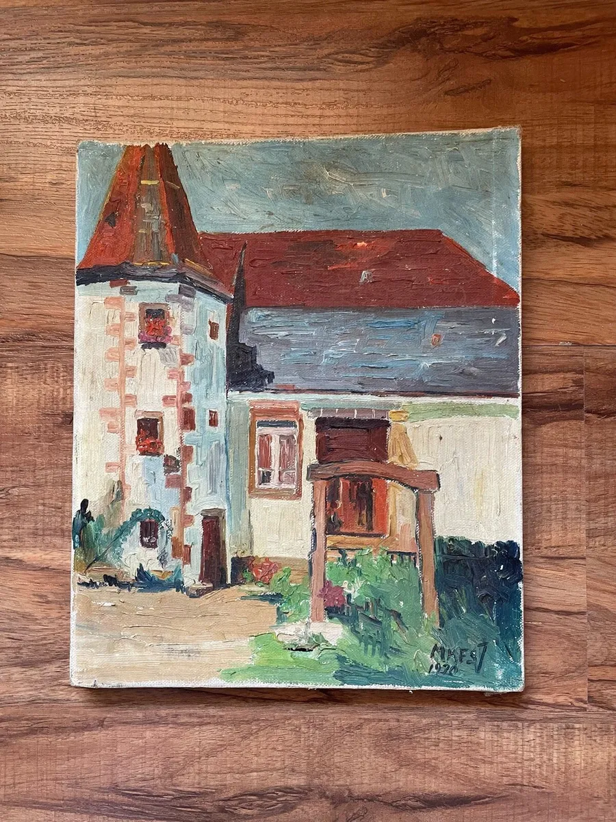 Vintage French Oil Painting - Image 1