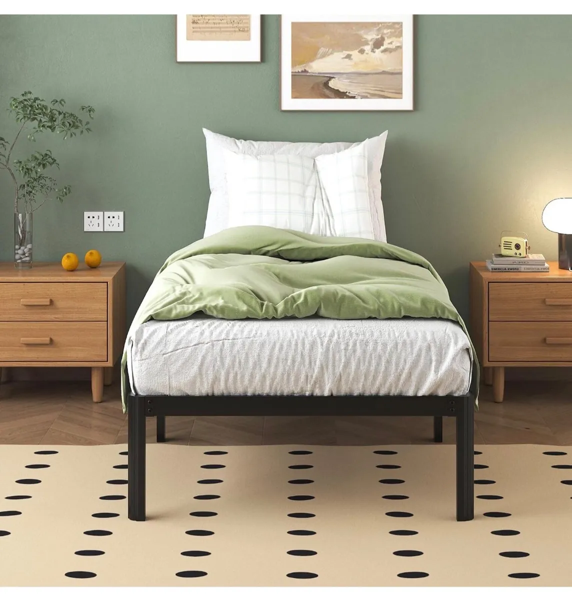 3ft Single Bed Frames with Rounded Corner Legs, He - Image 2