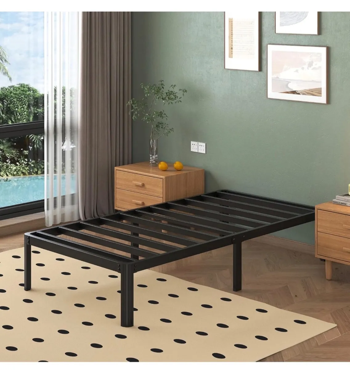 3ft Single Bed Frames with Rounded Corner Legs, He - Image 4