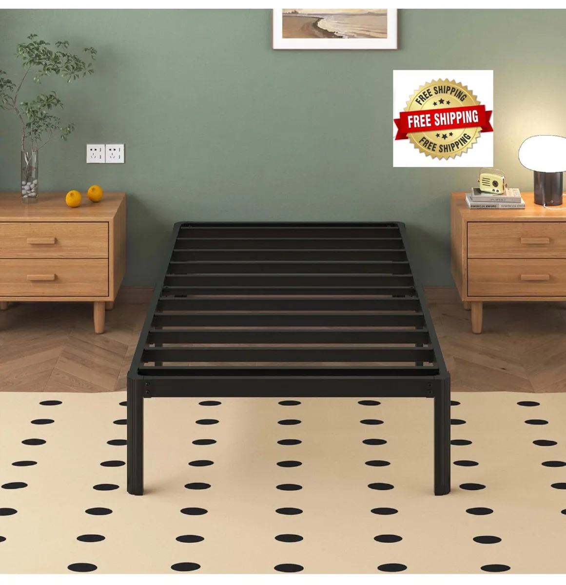 3ft Single Bed Frames with Rounded Corner Legs, He - Image 1