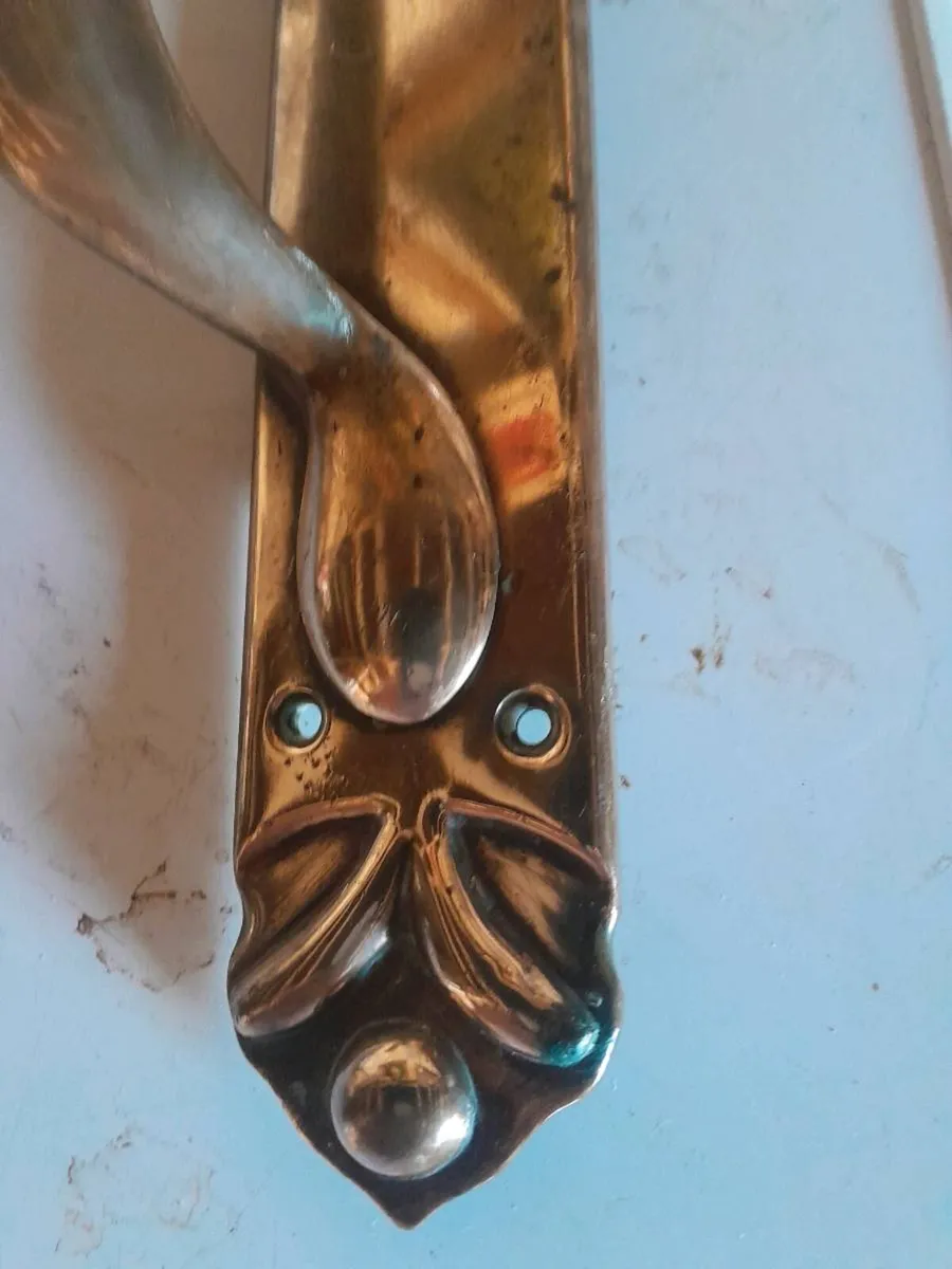 Antique set of artnoueao door handles - Image 2