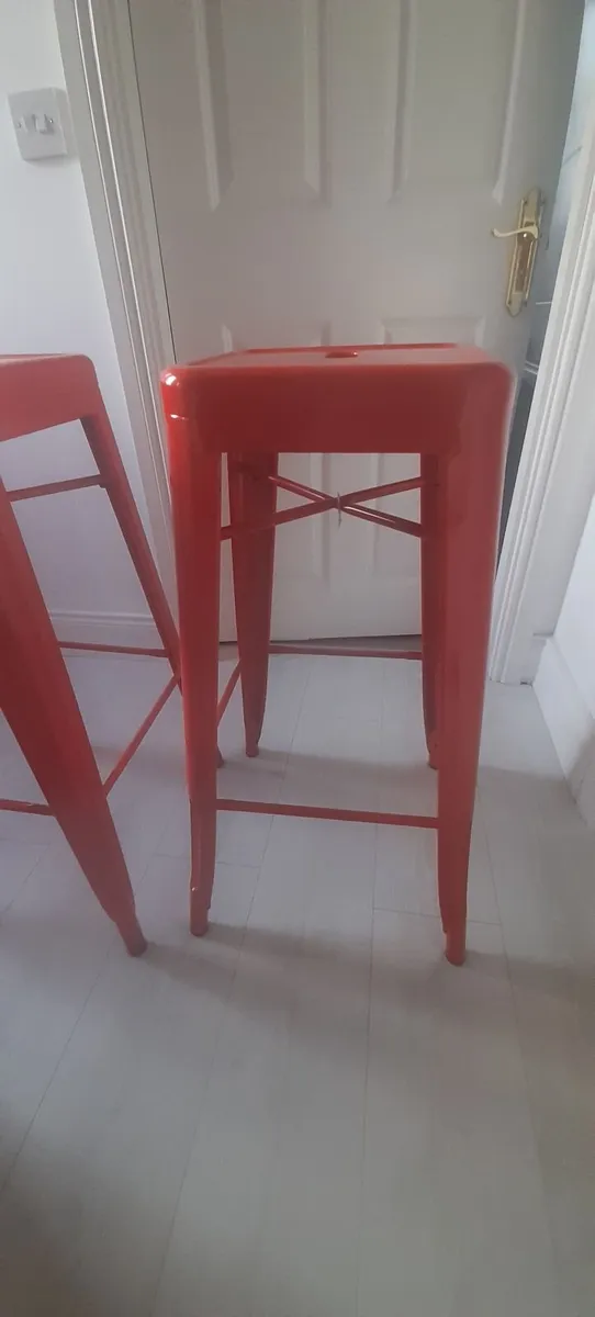Pair of SKLUM Lix High Bar Stools – Orange/Red - Image 3