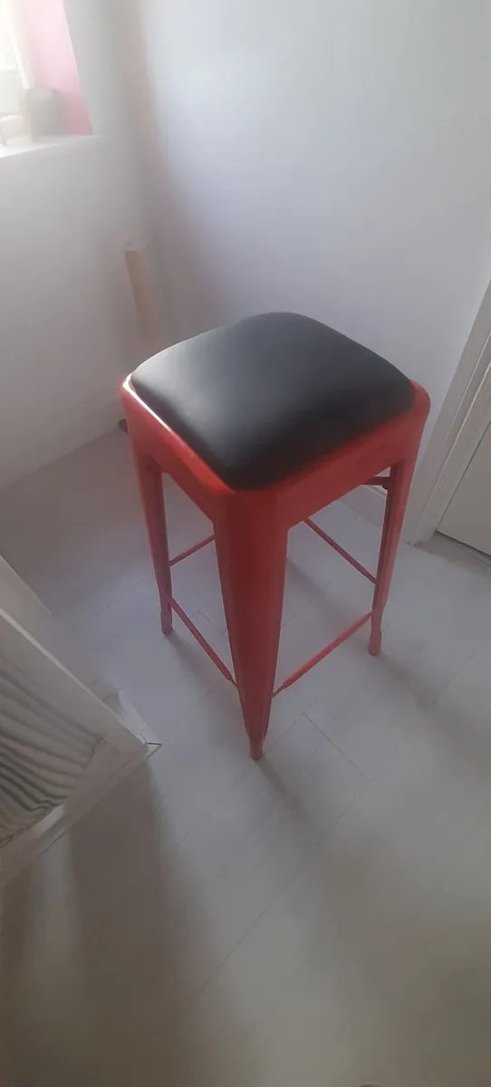 Pair of SKLUM Lix High Bar Stools – Orange/Red - Image 4
