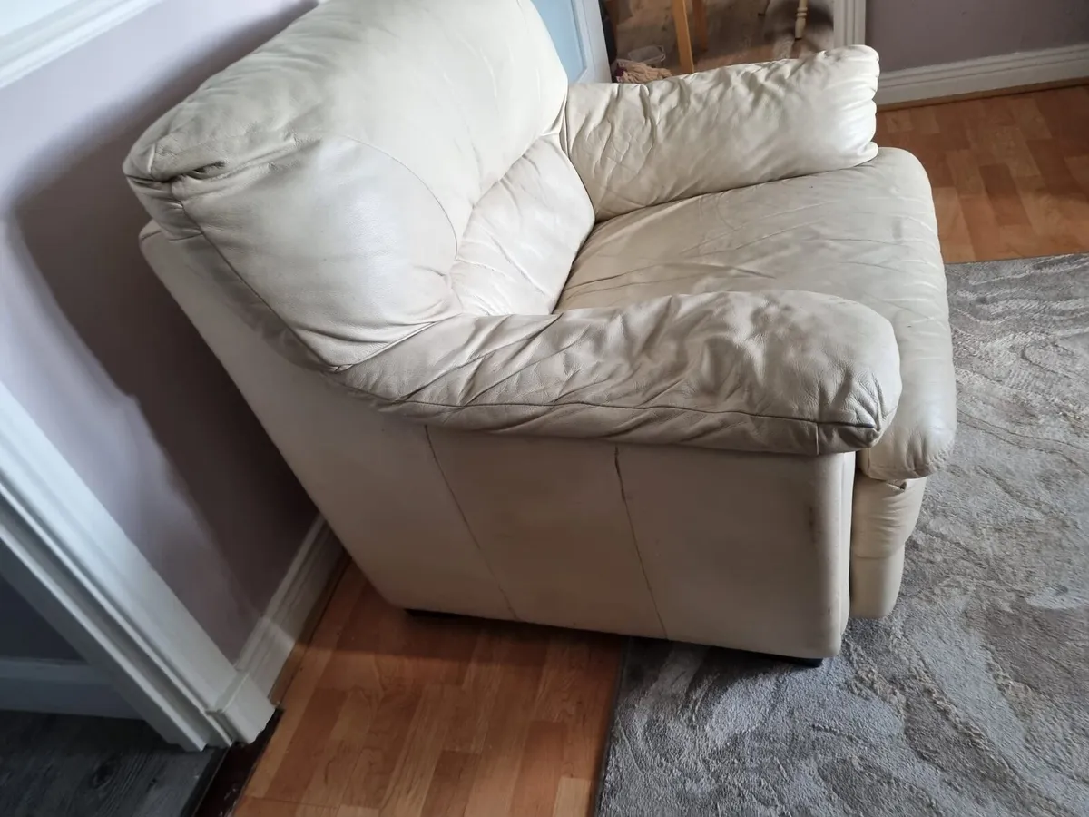 Cream leather couches - Image 2