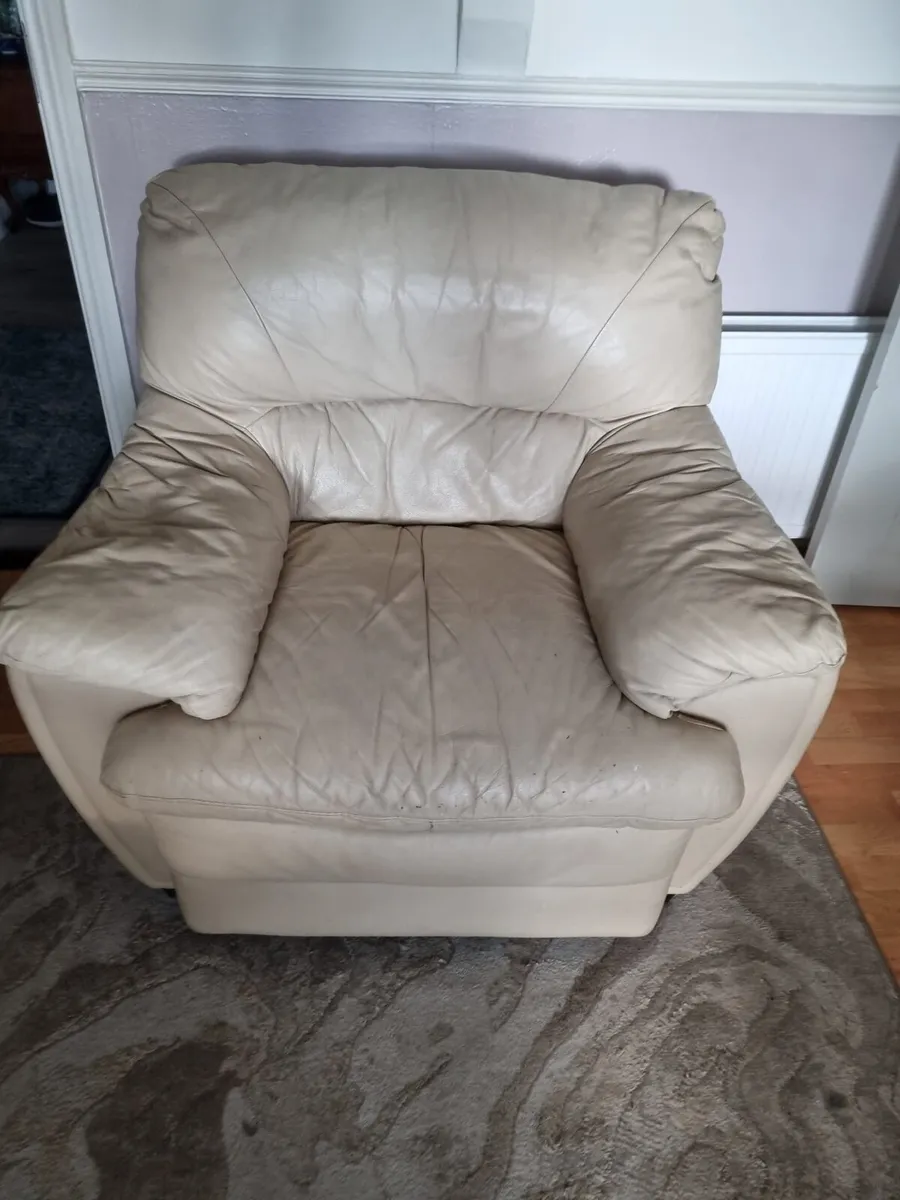 Cream leather couches - Image 1