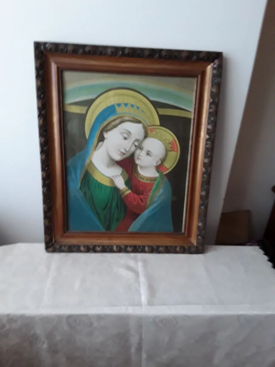 Very old religious picture Madonna child - Image 4