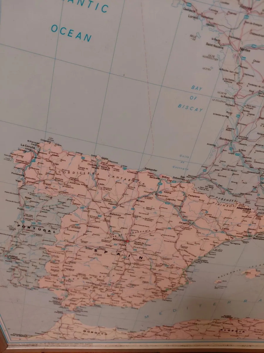 1990s Large Framed School Wall Map Of Europe - Image 3