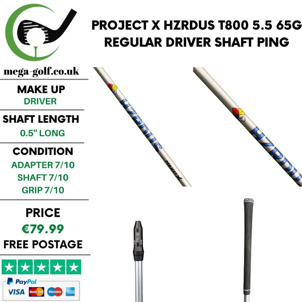 Project X Hzrdus T800 5.5 65g Regular Driver Shaft - Image 1