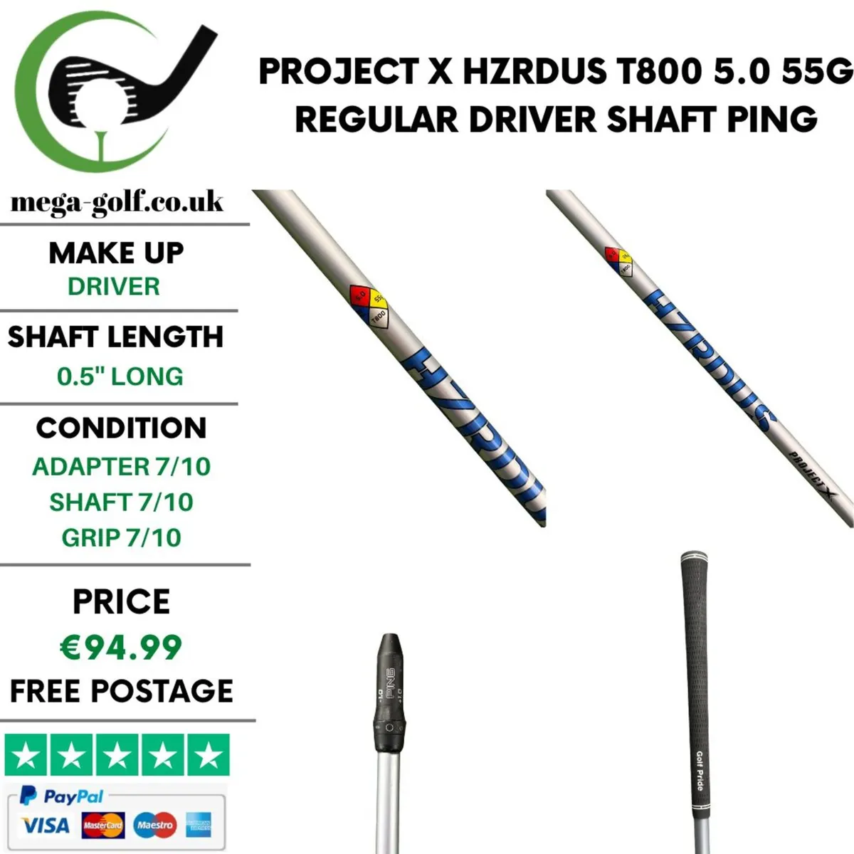 Project X Hzrdus T800 5.0 55g Regular Driver Shaft - Image 1