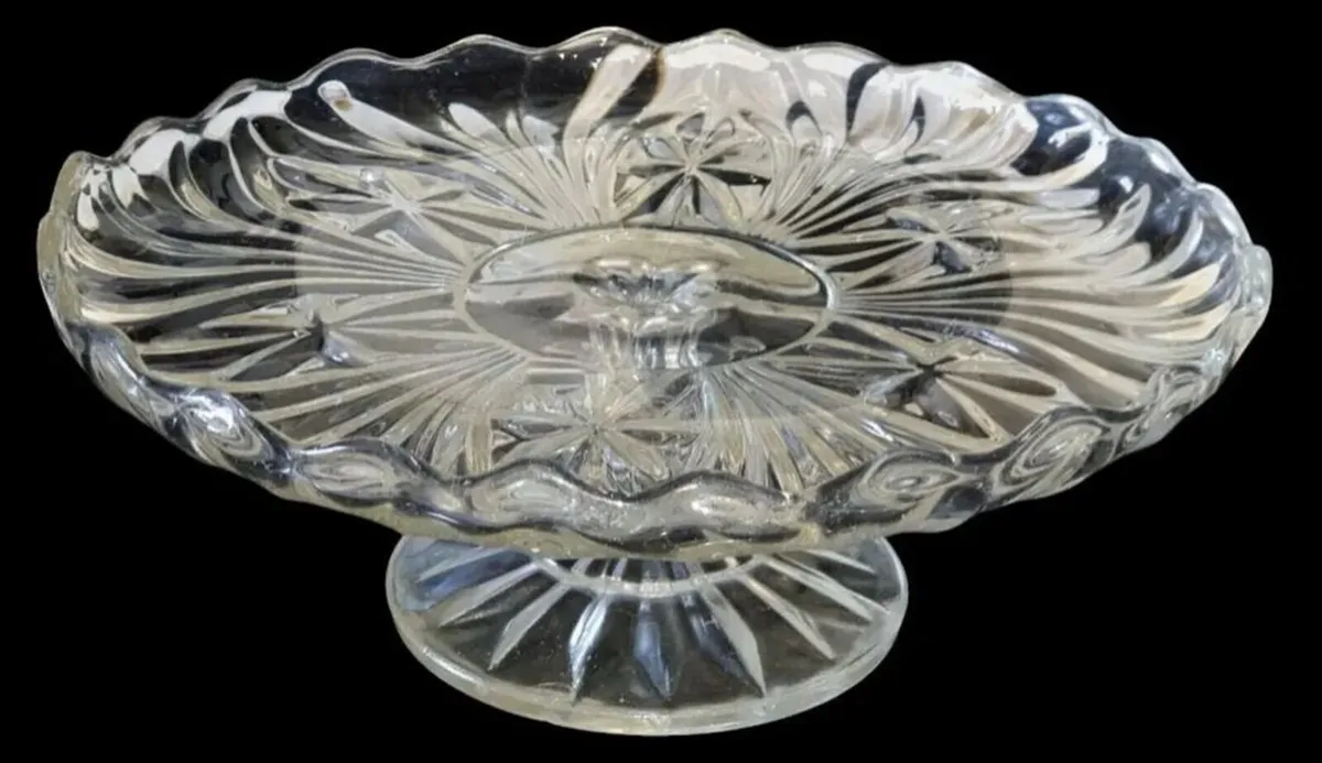 Victorian Pressed Glass Pedestal Cake Stand - Image 3