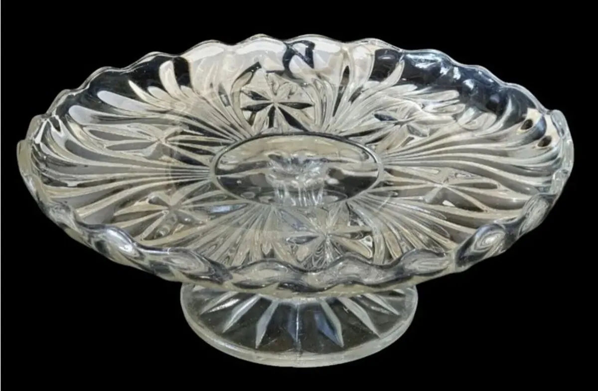 Victorian Pressed Glass Pedestal Cake Stand - Image 1