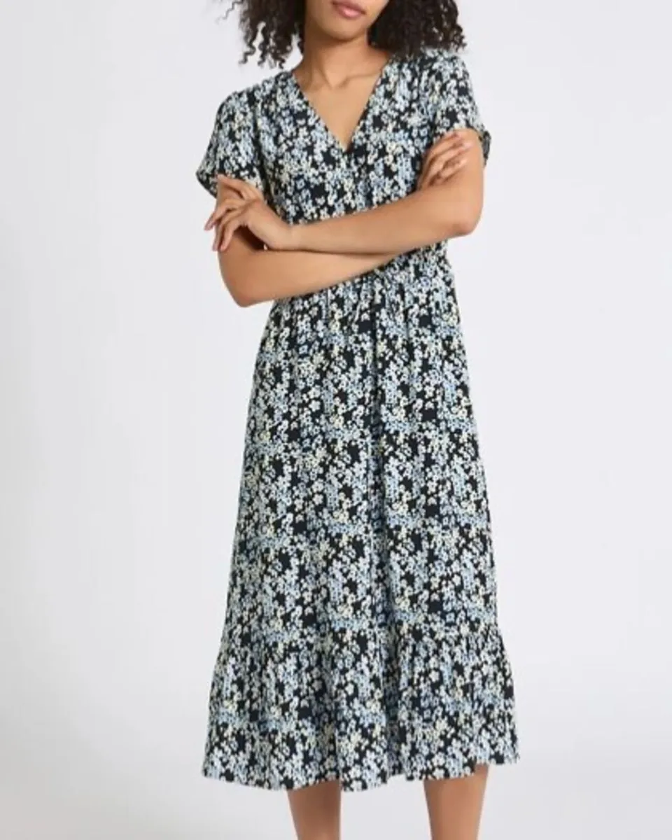 New Black & Blue Floral Midi Dress: Size 10 - Image 3