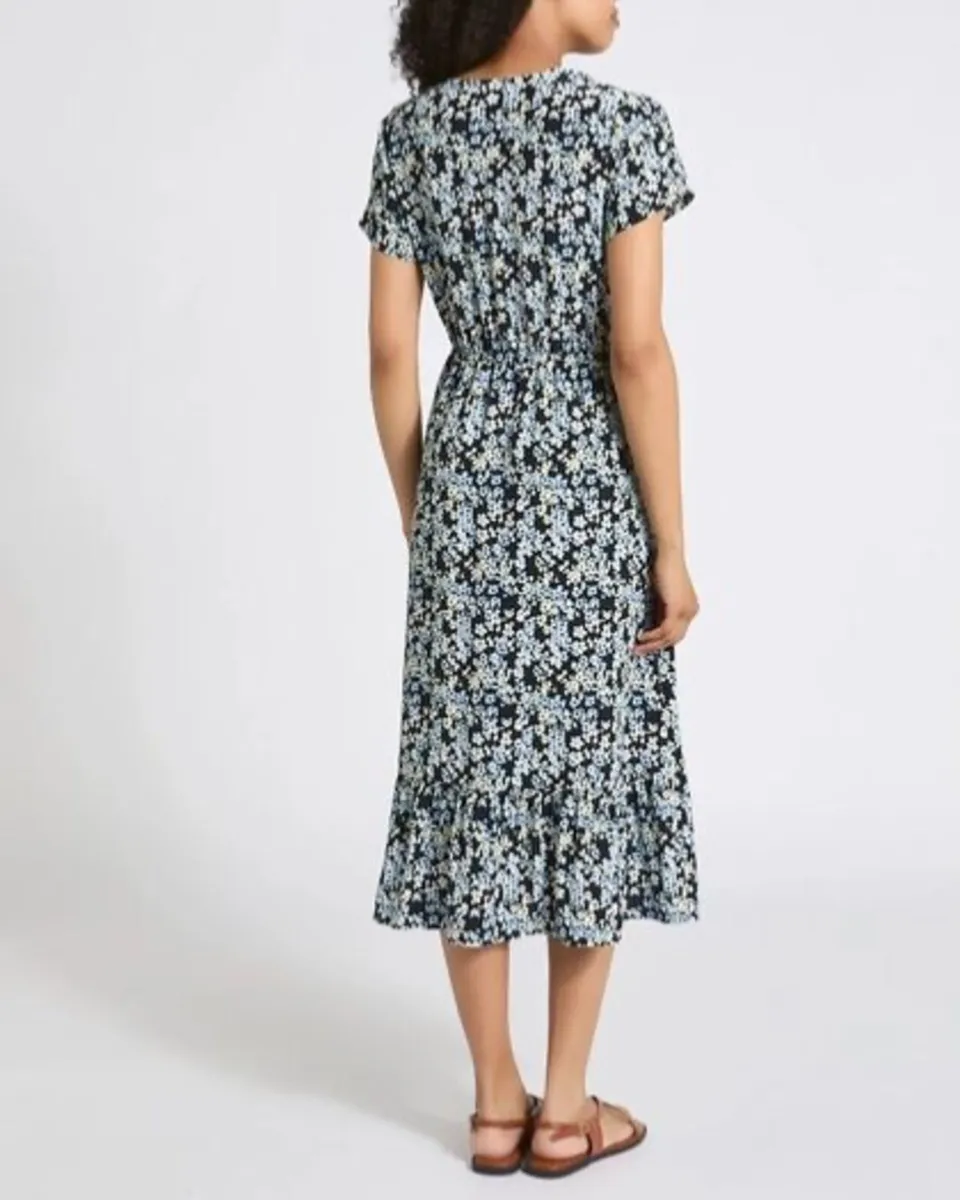 New Black & Blue Floral Midi Dress: Size 10 - Image 4