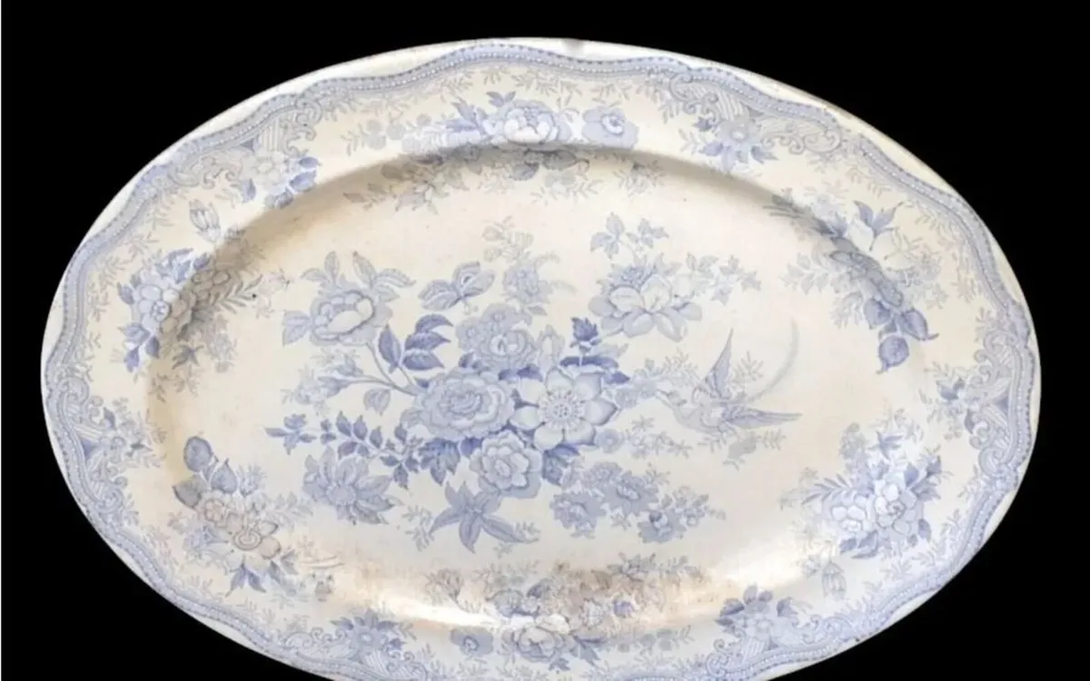 "Asiatic Pheasants" Blue & White Platter - Image 1