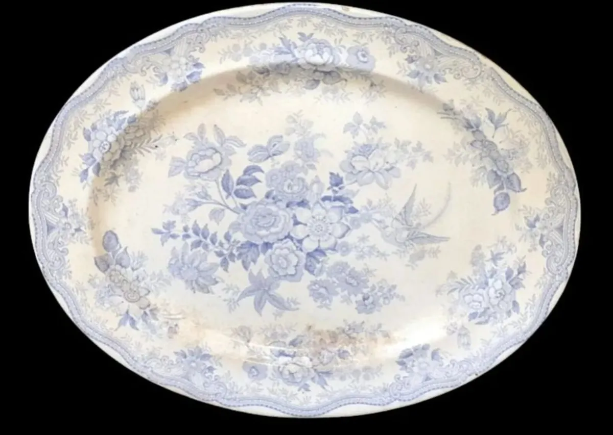 "Asiatic Pheasants" Blue & White Platter - Image 2