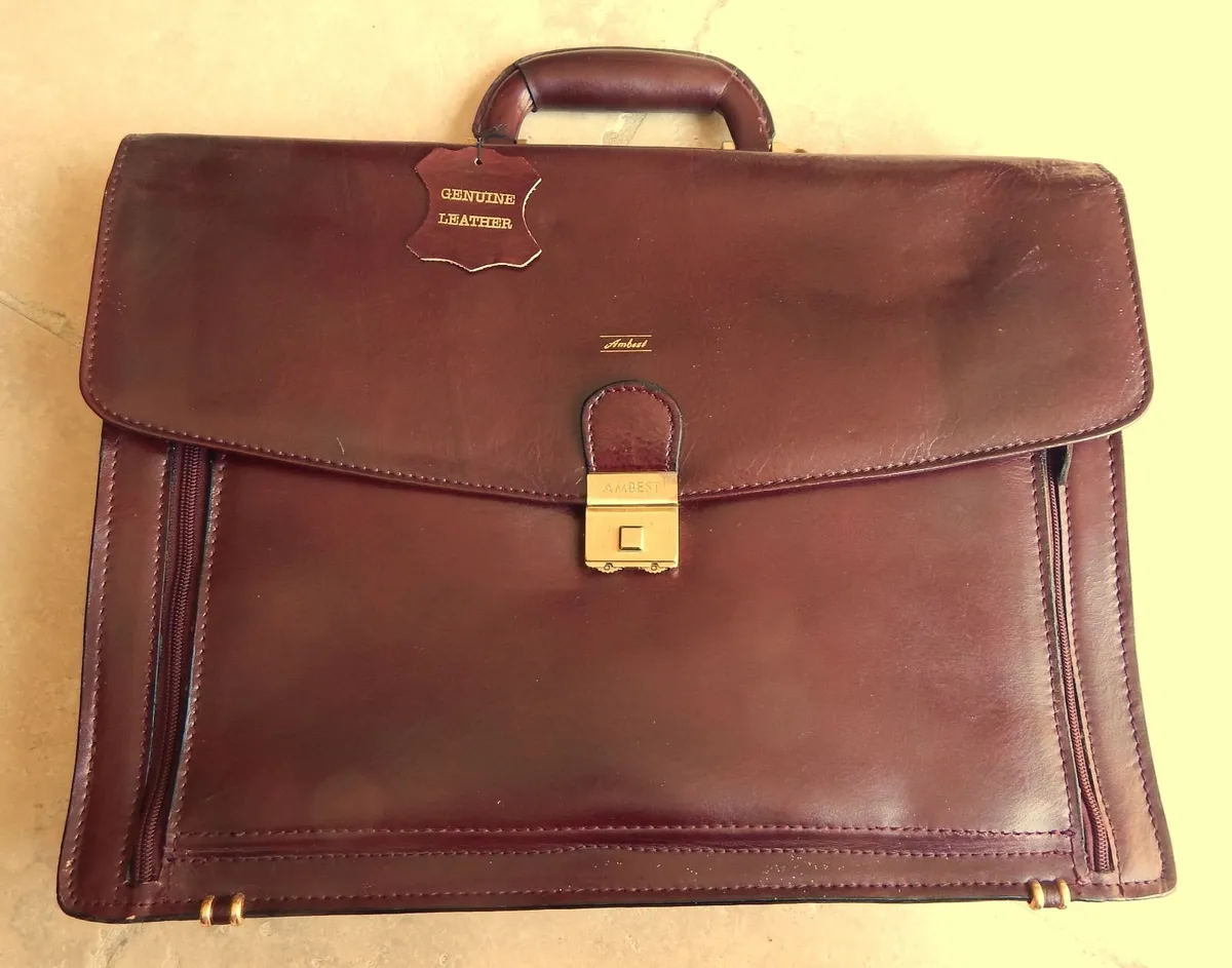 Ambest Genuine Leather Briefcase & Shoulder Strap - Image 3