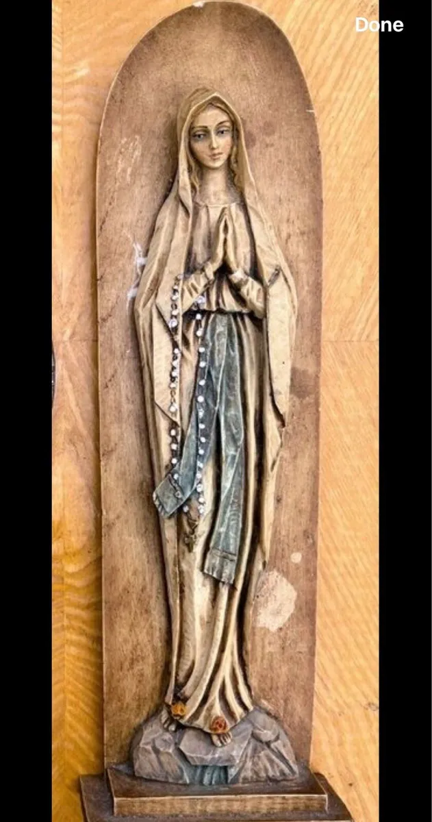 Vintage holy water font and statue - Image 2