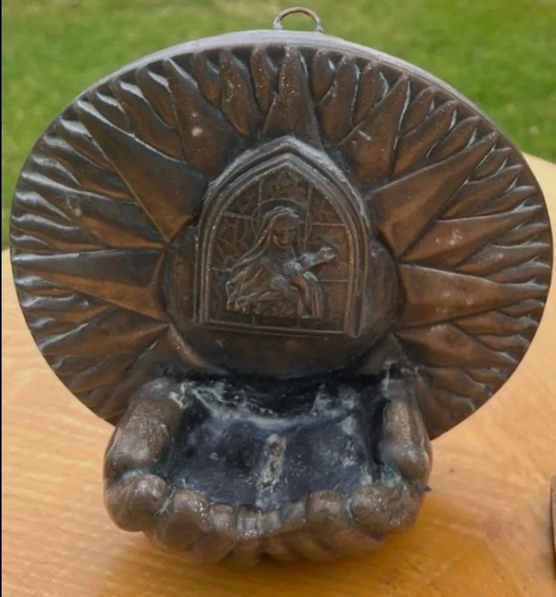 Vintage holy water font and statue - Image 3