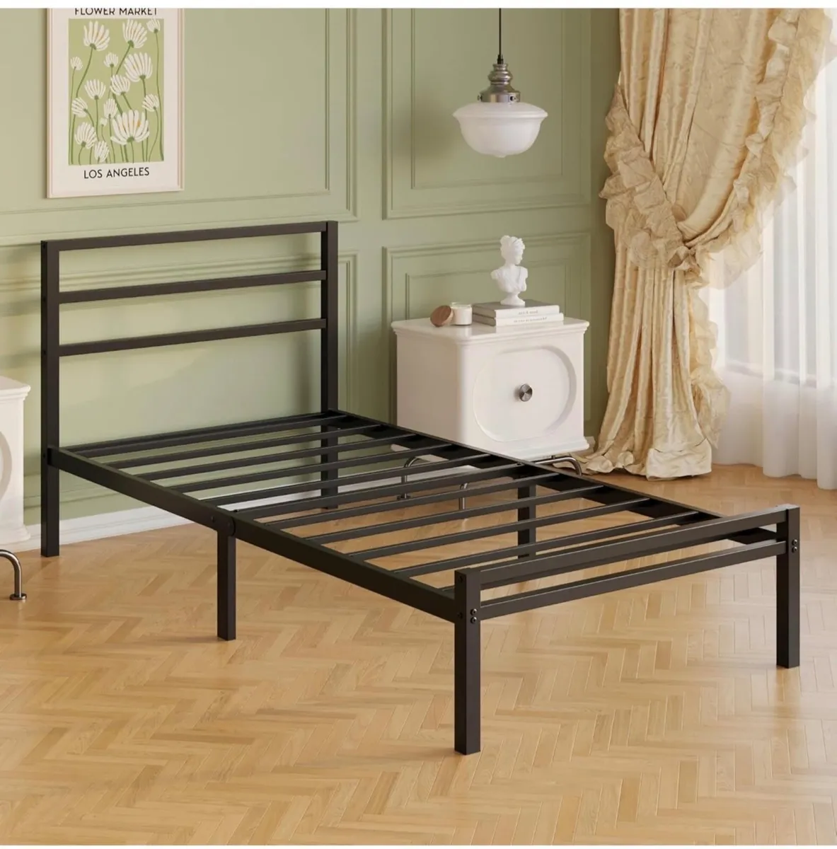 Metal Single Bed Frame with Headboard and Footboar - Image 3