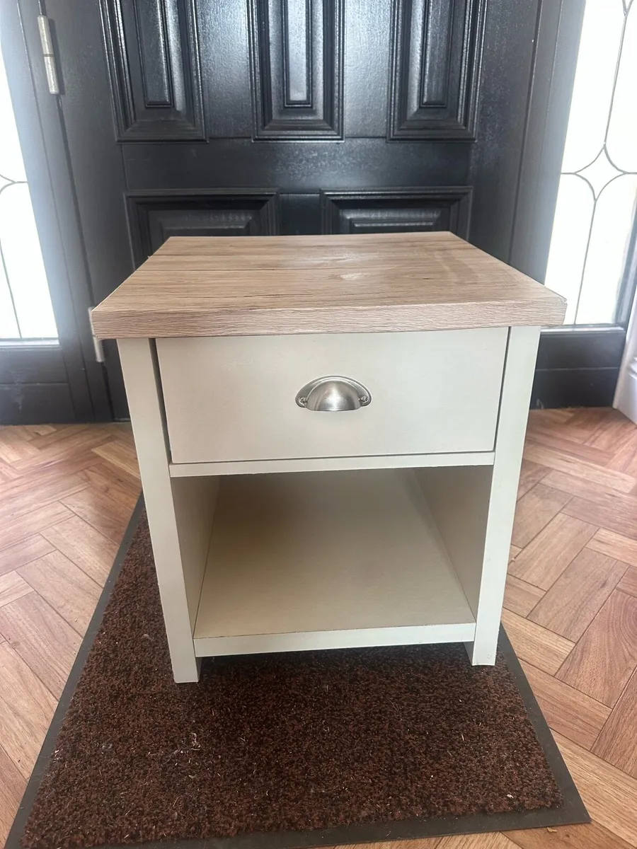 Cream & Oak Bedside Table - Image 1