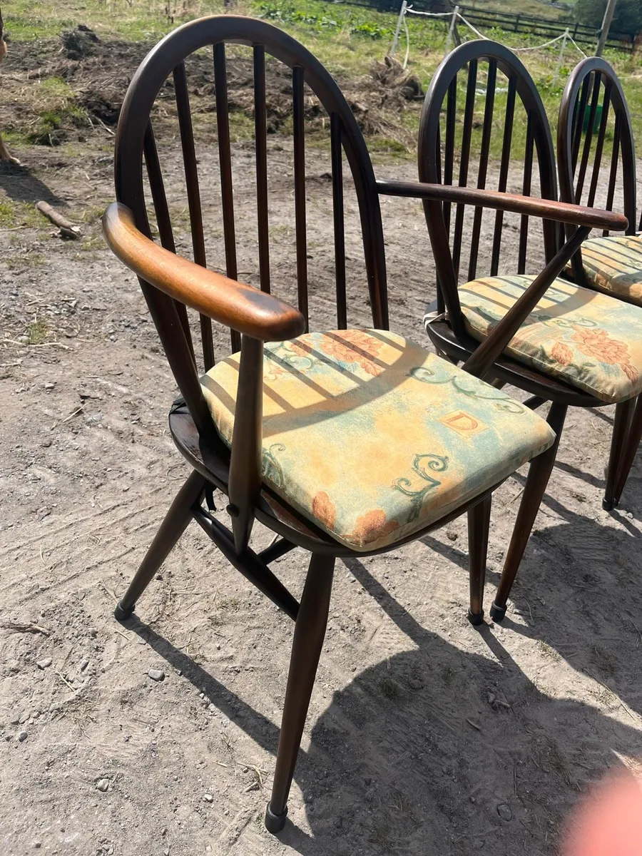 Vintage dark Ercol drop leaf dining table set - Image 3