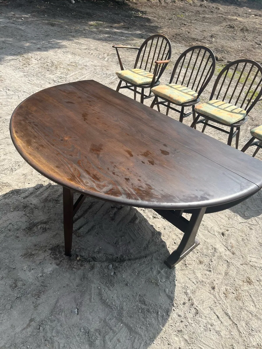 Vintage dark Ercol drop leaf dining table - Image 4