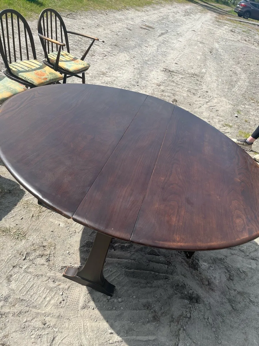Vintage dark Ercol drop leaf dining table - Image 1