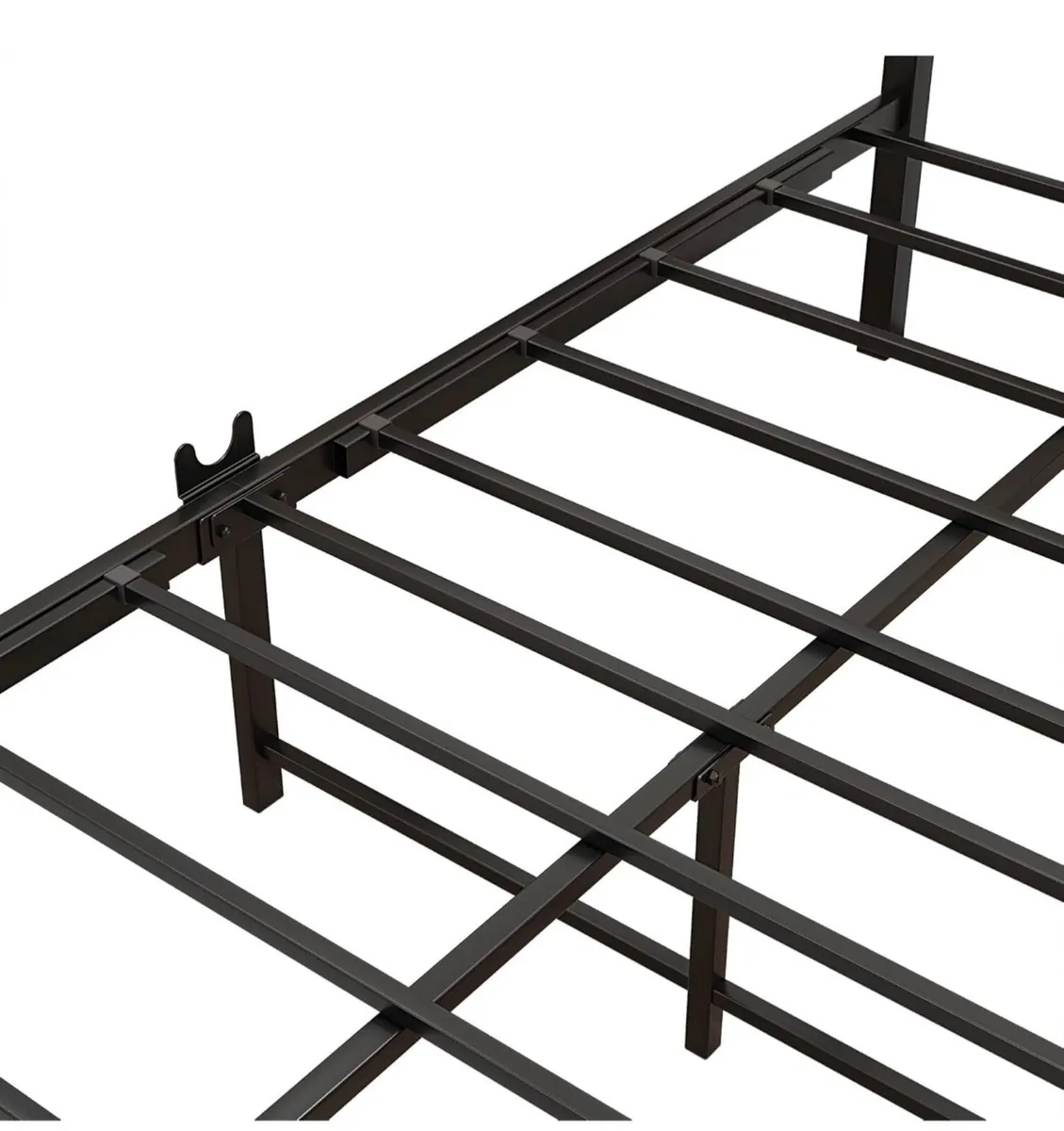 Metal Platform Bed Frame, 3 FT Single, Black Woode - Image 3