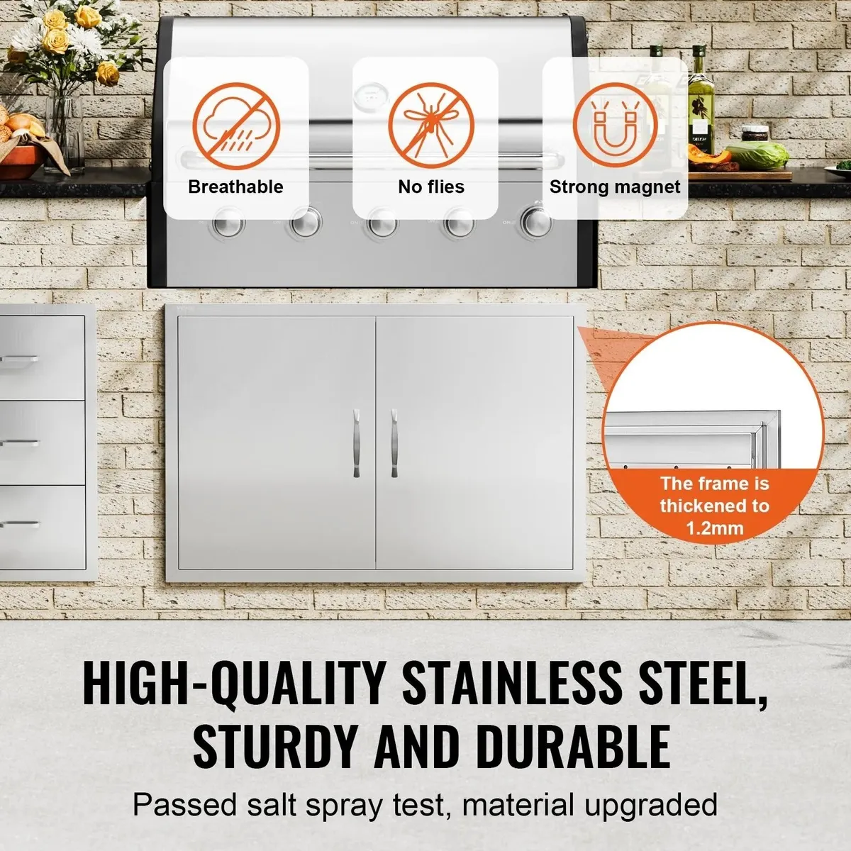 BBQ Access Door 990x660mm Stainless Steel - Image 2