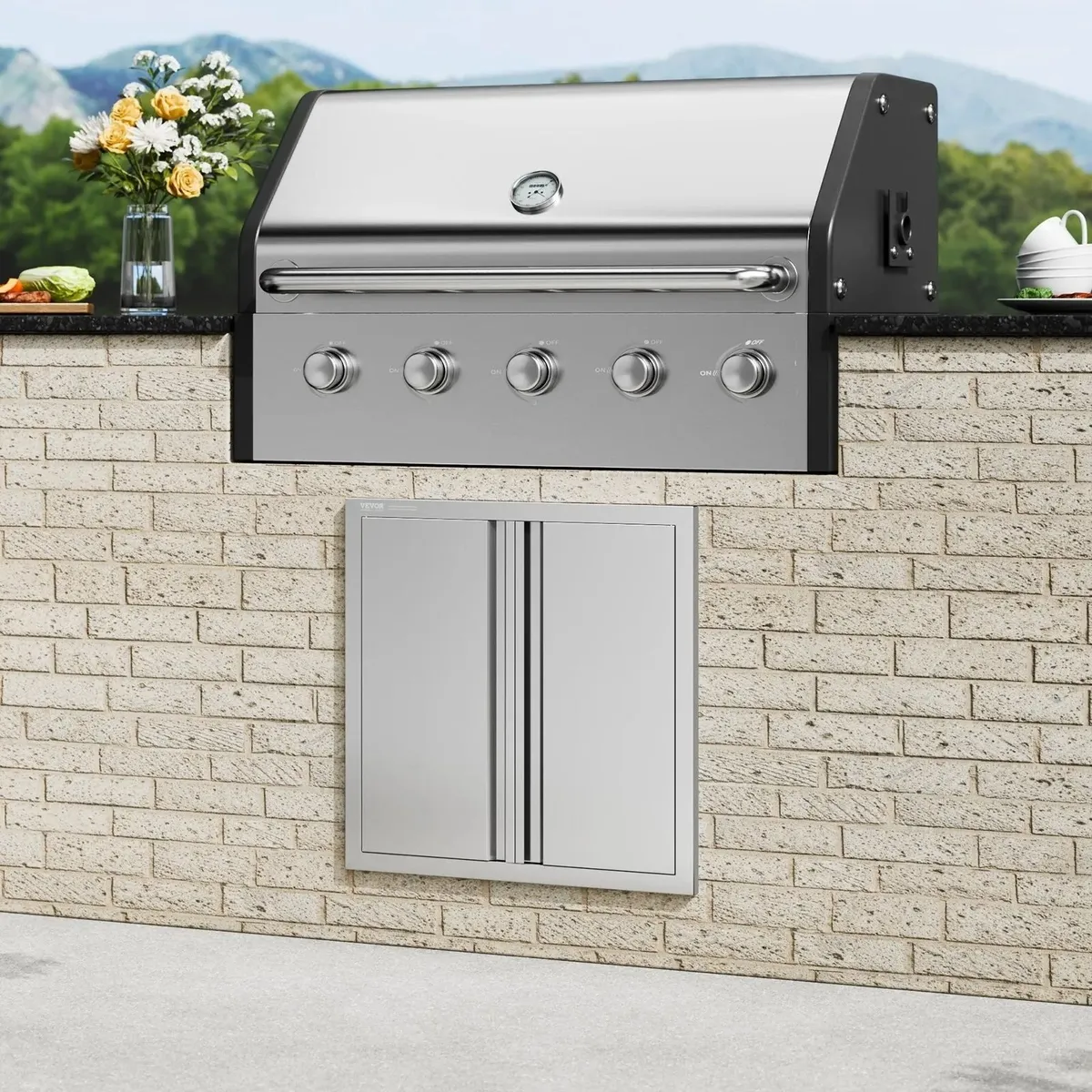 BBQ Access Door 610x610mm Double Outdoor Door - Image 1