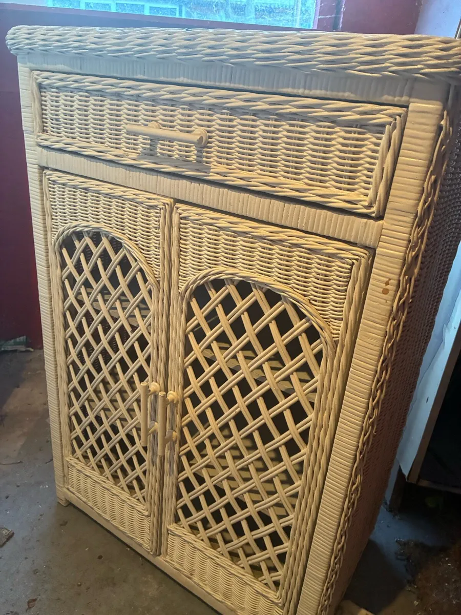 Wicker 2 door with drawer - Image 1