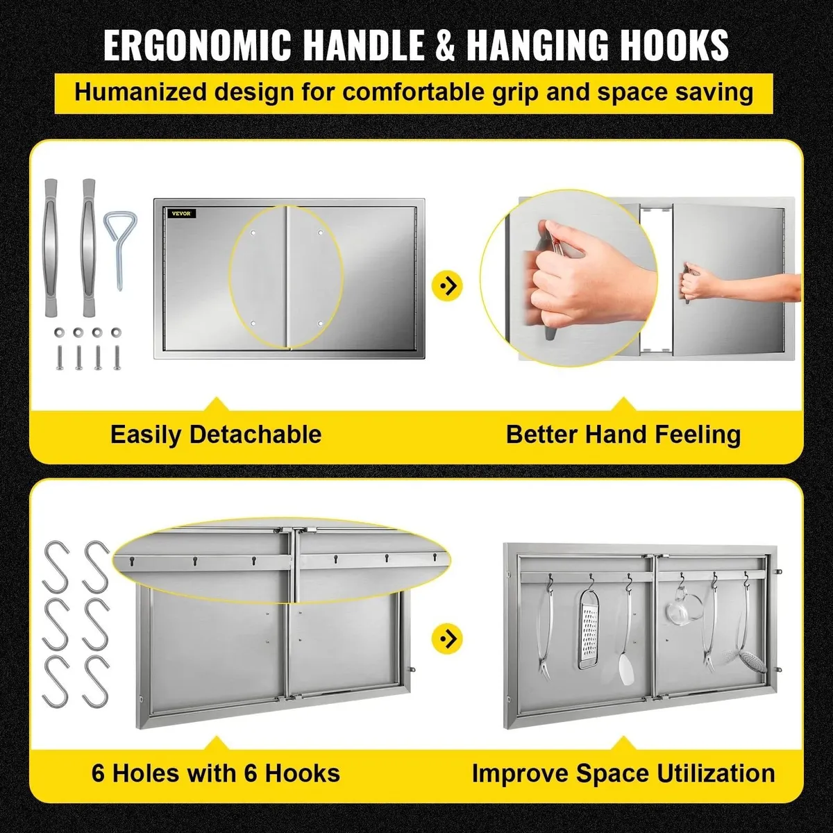 BBQ Access Door 99x66cm Double Stainless Steel - Image 2