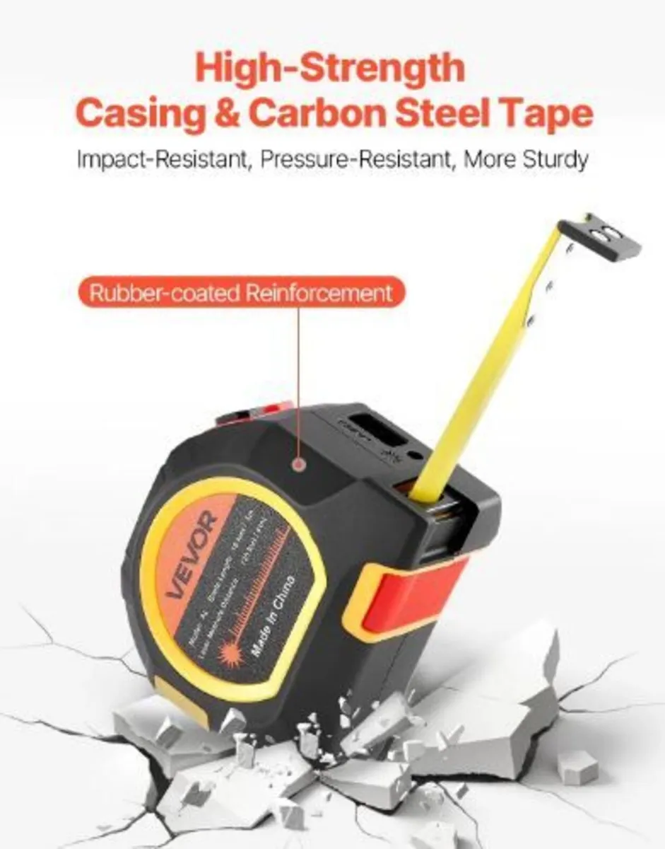 2-in-1 Laser Tape Measure, 41m Rechargeable - Image 2