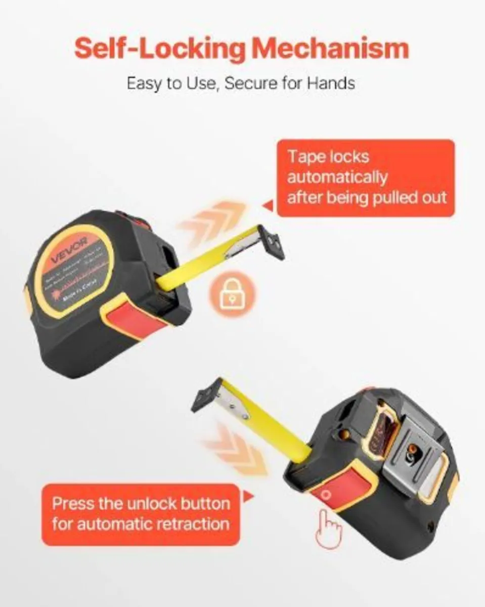 2-in-1 Laser Tape Measure, 41m Rechargeable - Image 4