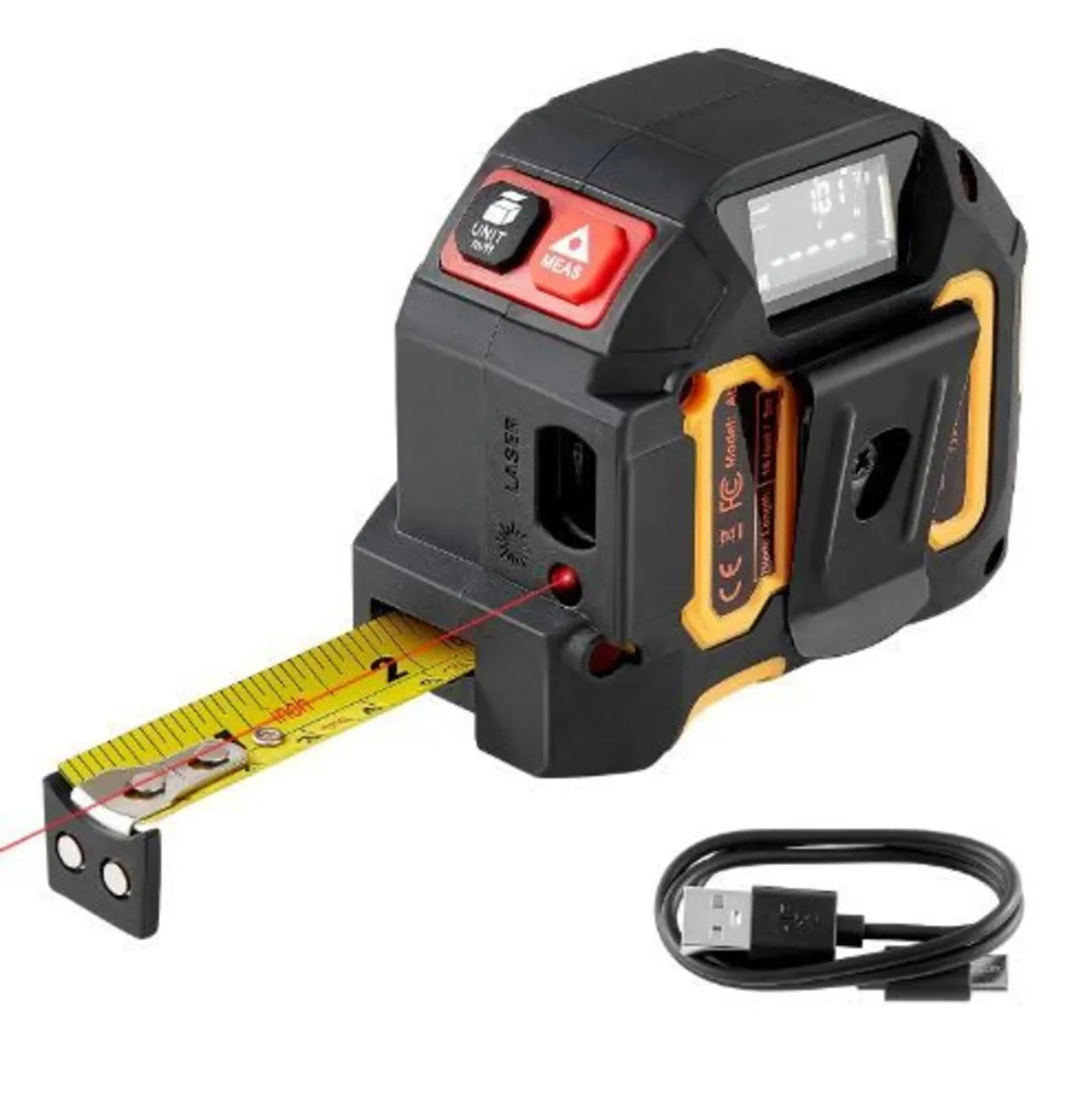 2-in-1 Laser Tape Measure, 41m Rechargeable - Image 3