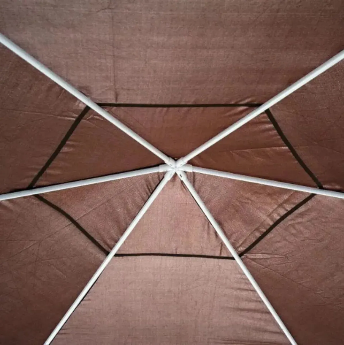 Gazebo Hexagonal Patio Party Tent Brown & Netting - Image 4