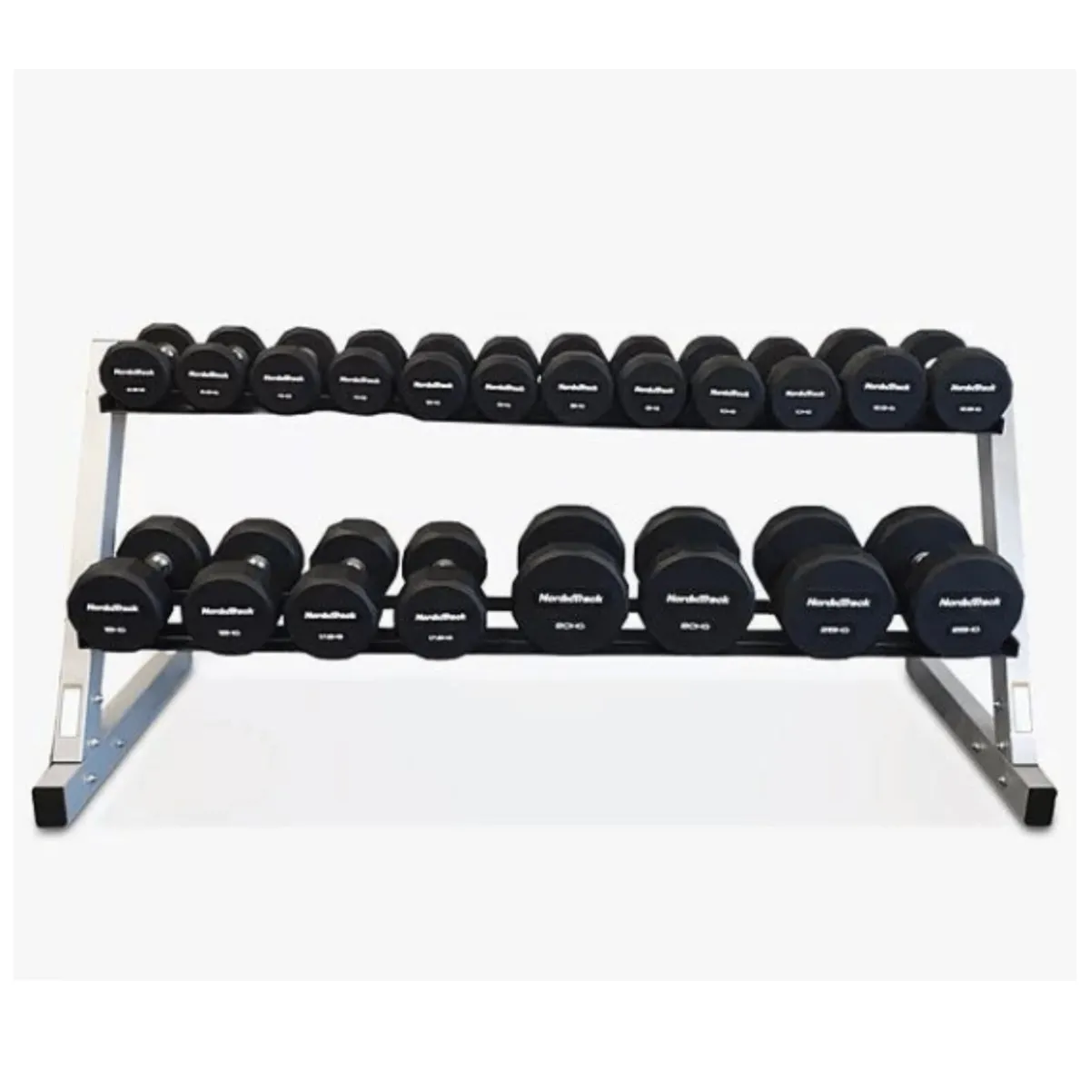 Nordictrack dumbbell set with storage rack