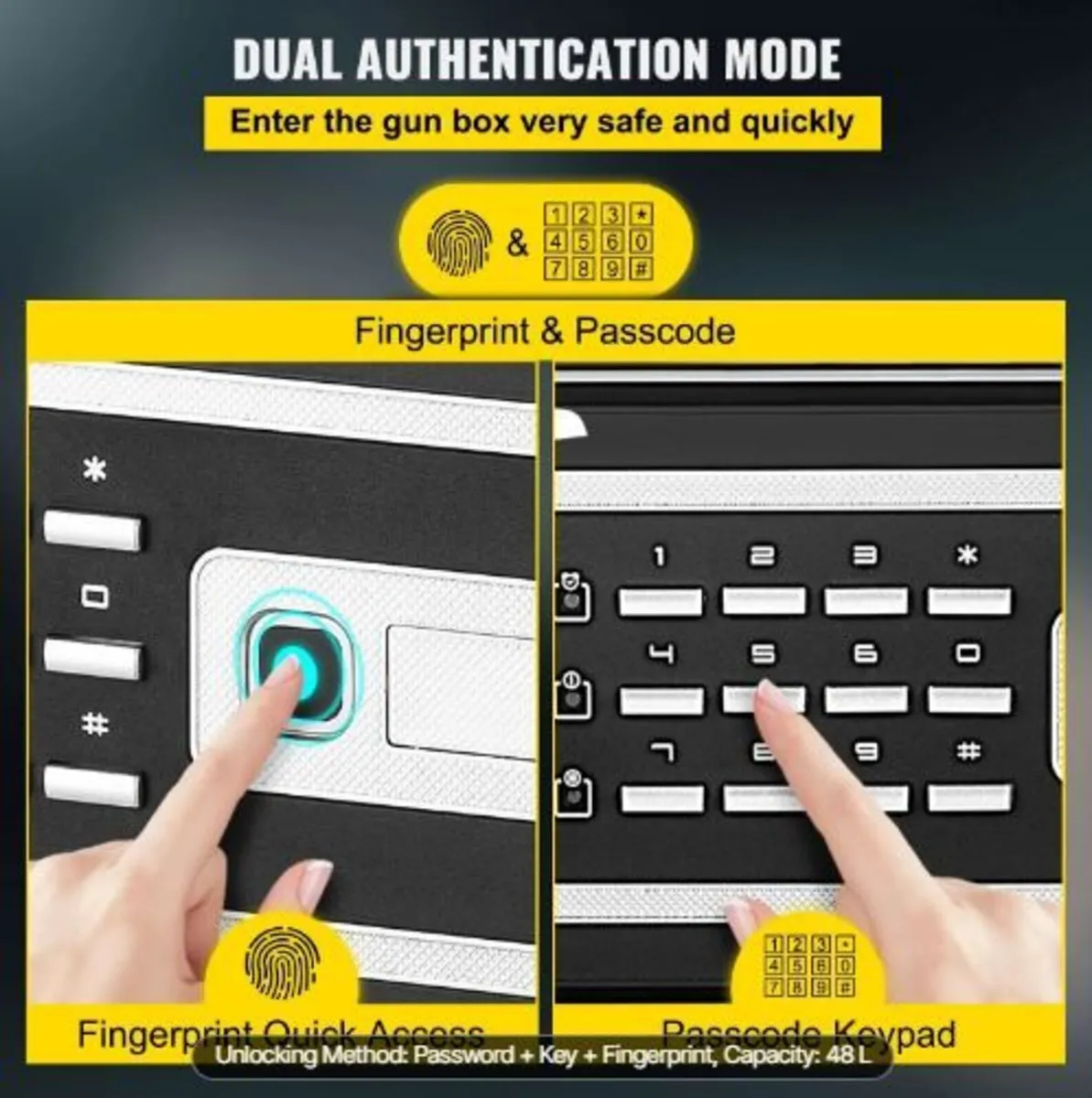 Safe Box, 0.048 m³ Money Safe with Fingerprint - Image 2