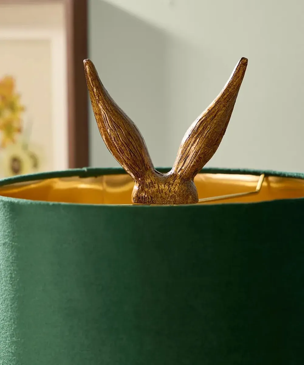 Hidden Hare Table Lamps Green and Gold - Image 2